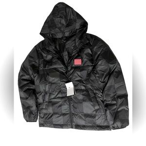 Nike Puffer Jacket, Size L , plaid black and grey